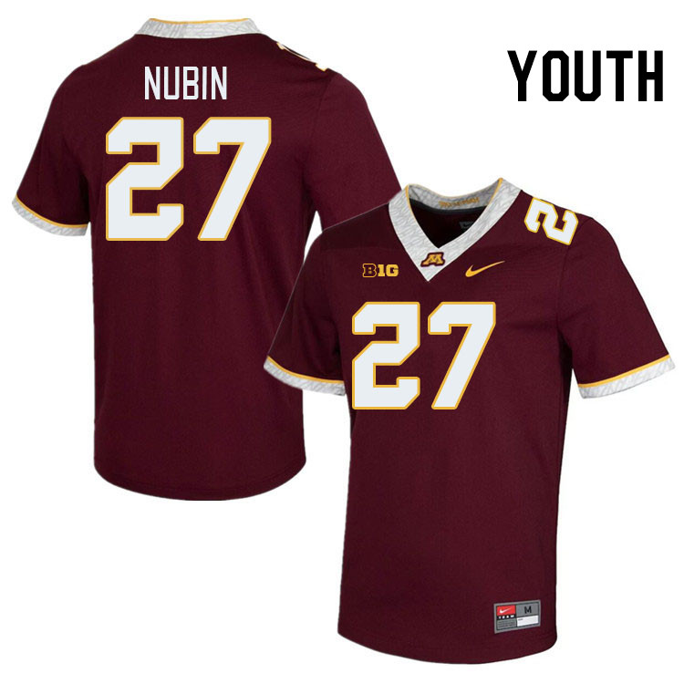 Youth #27 Jordan Nubin Minnesota Golden Gophers College Football Jerseys Stitched-Maroon